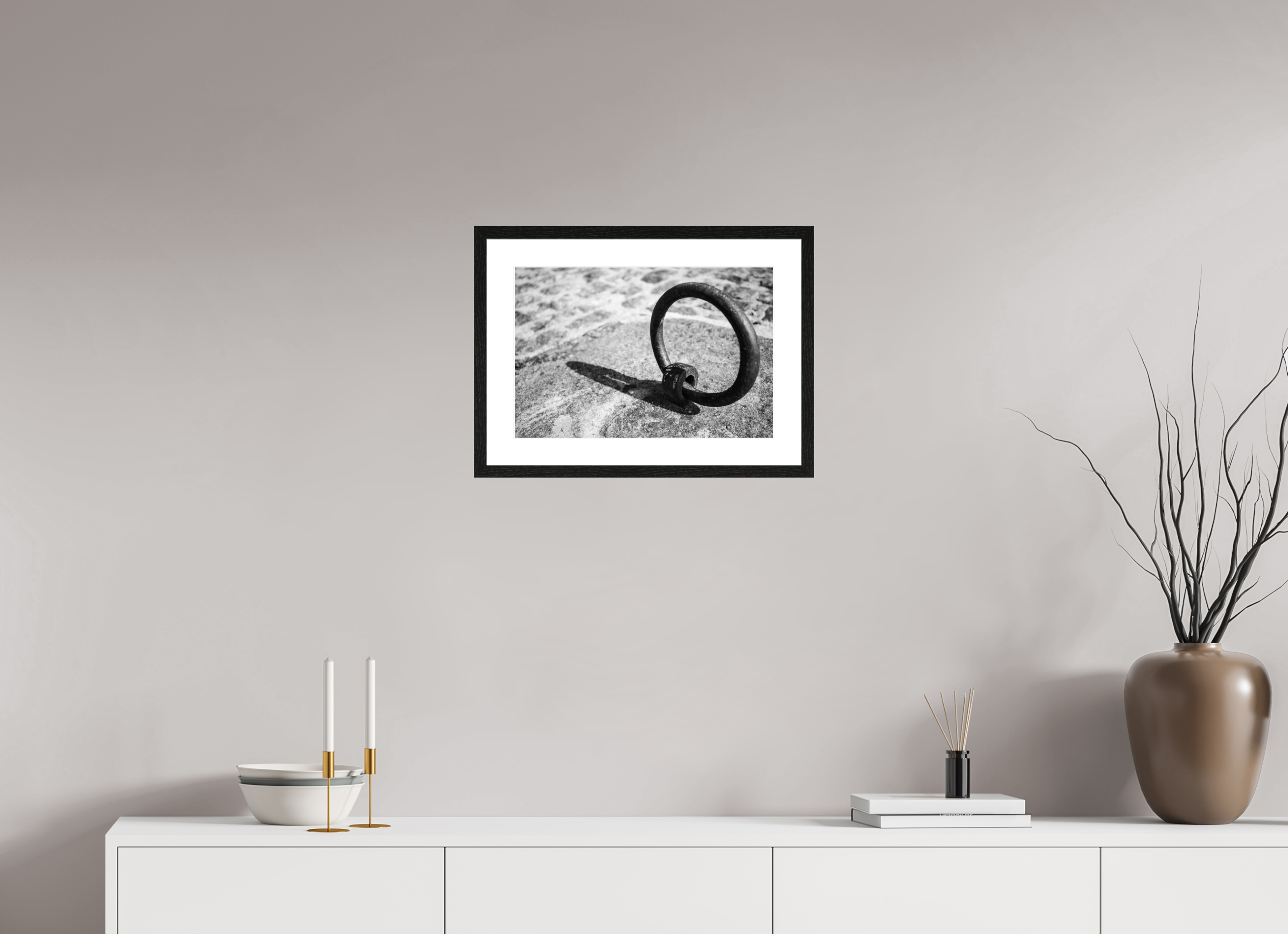 The Mooring Ring, 45 x 30 cm, in a mounted frame