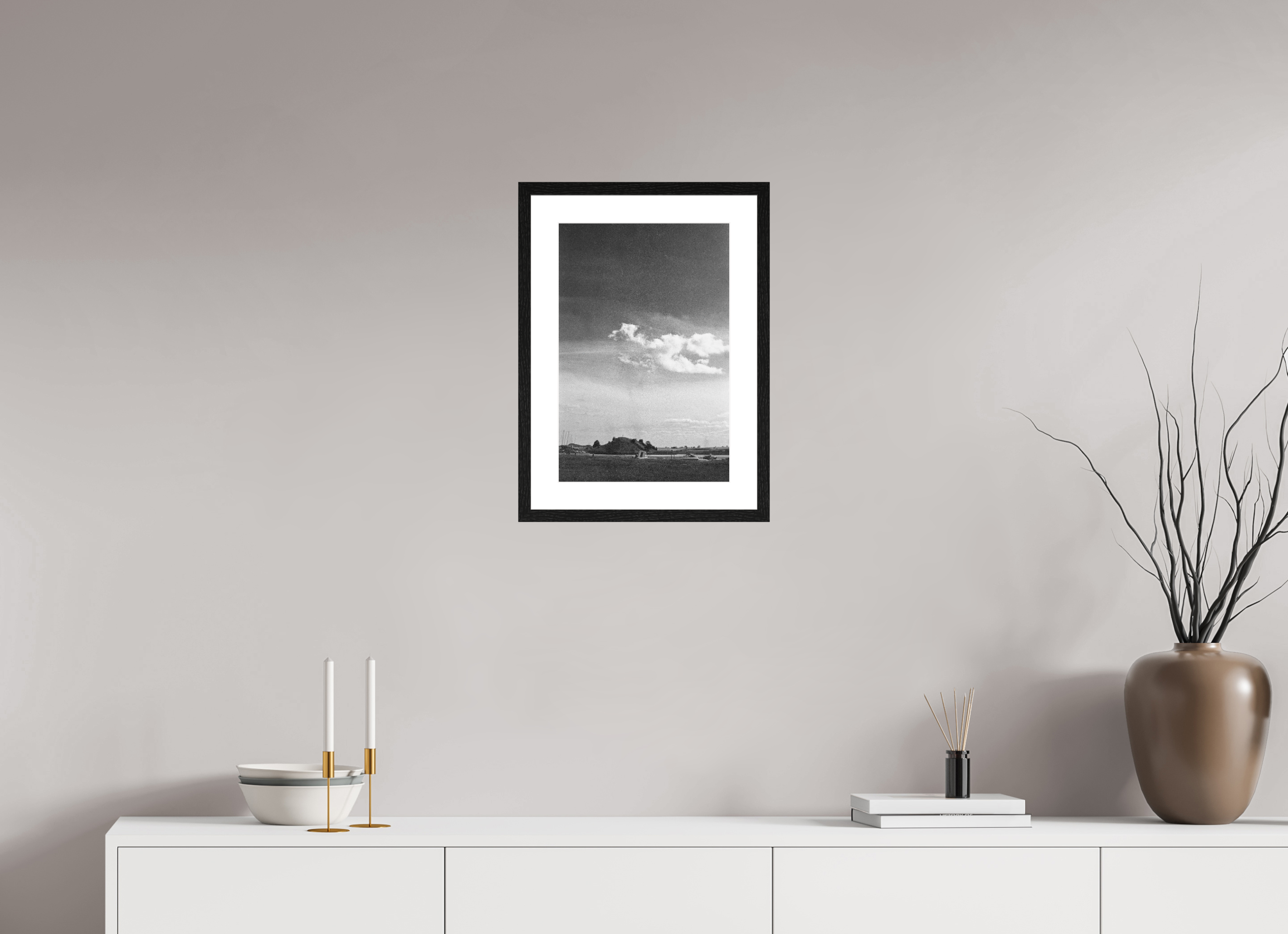 Church Hill, Alnmouth, 30 x 45 cm, in a mounted frame