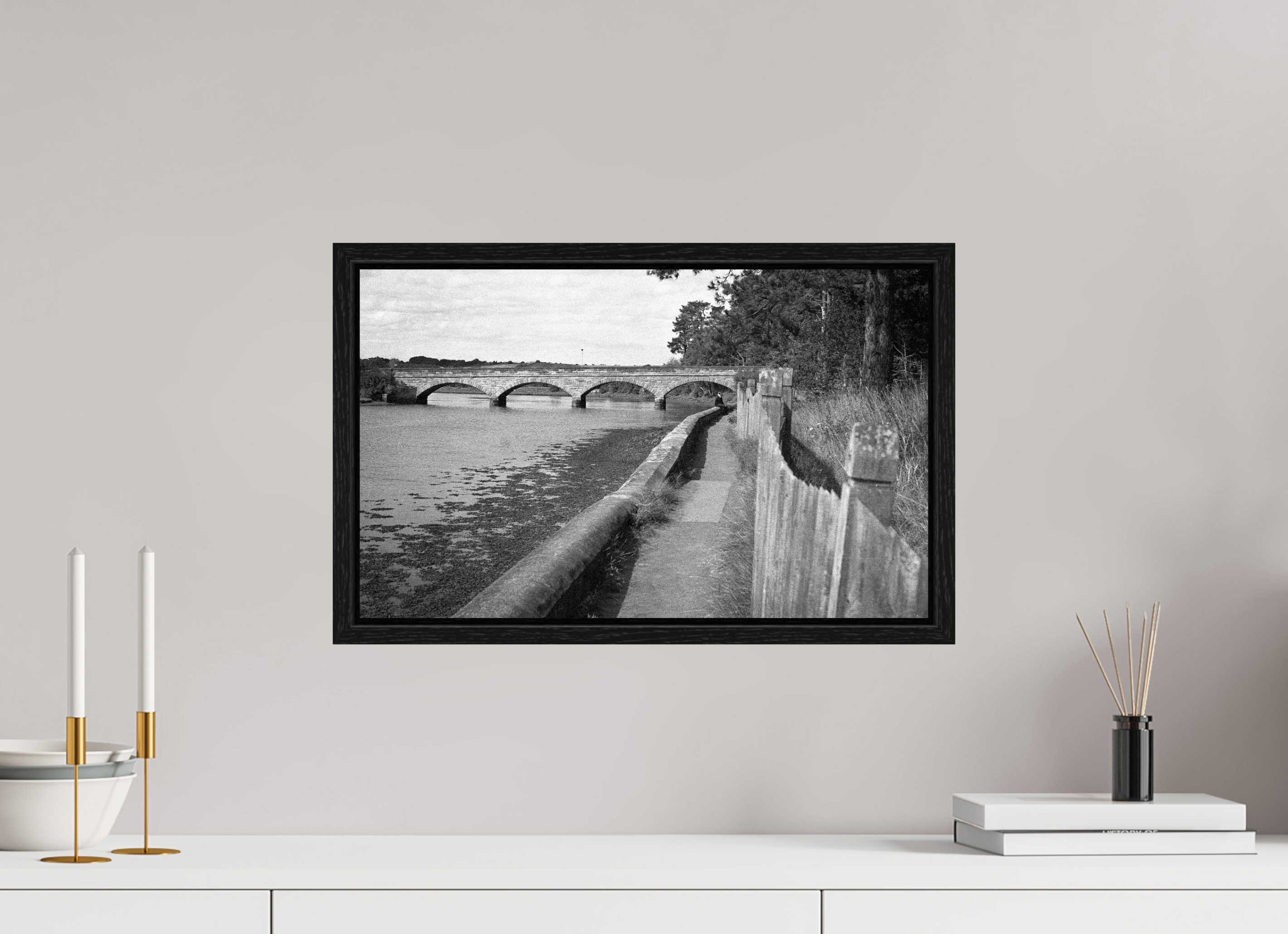 Bridge at Alnmouth, 48,9 x 30 cm, in a floater frame