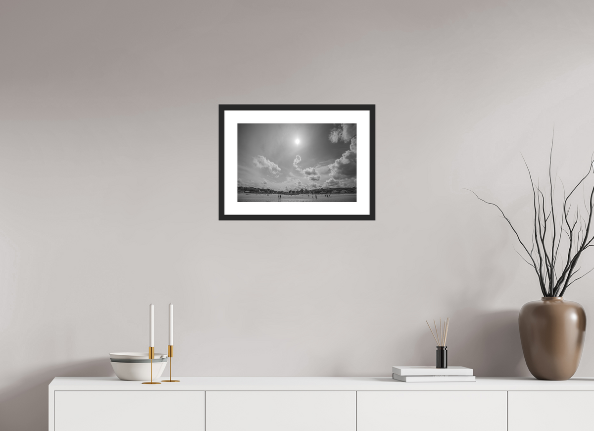 45 x 30 cm, Framed Black and White Photo Paper Baryté Four Miles of It