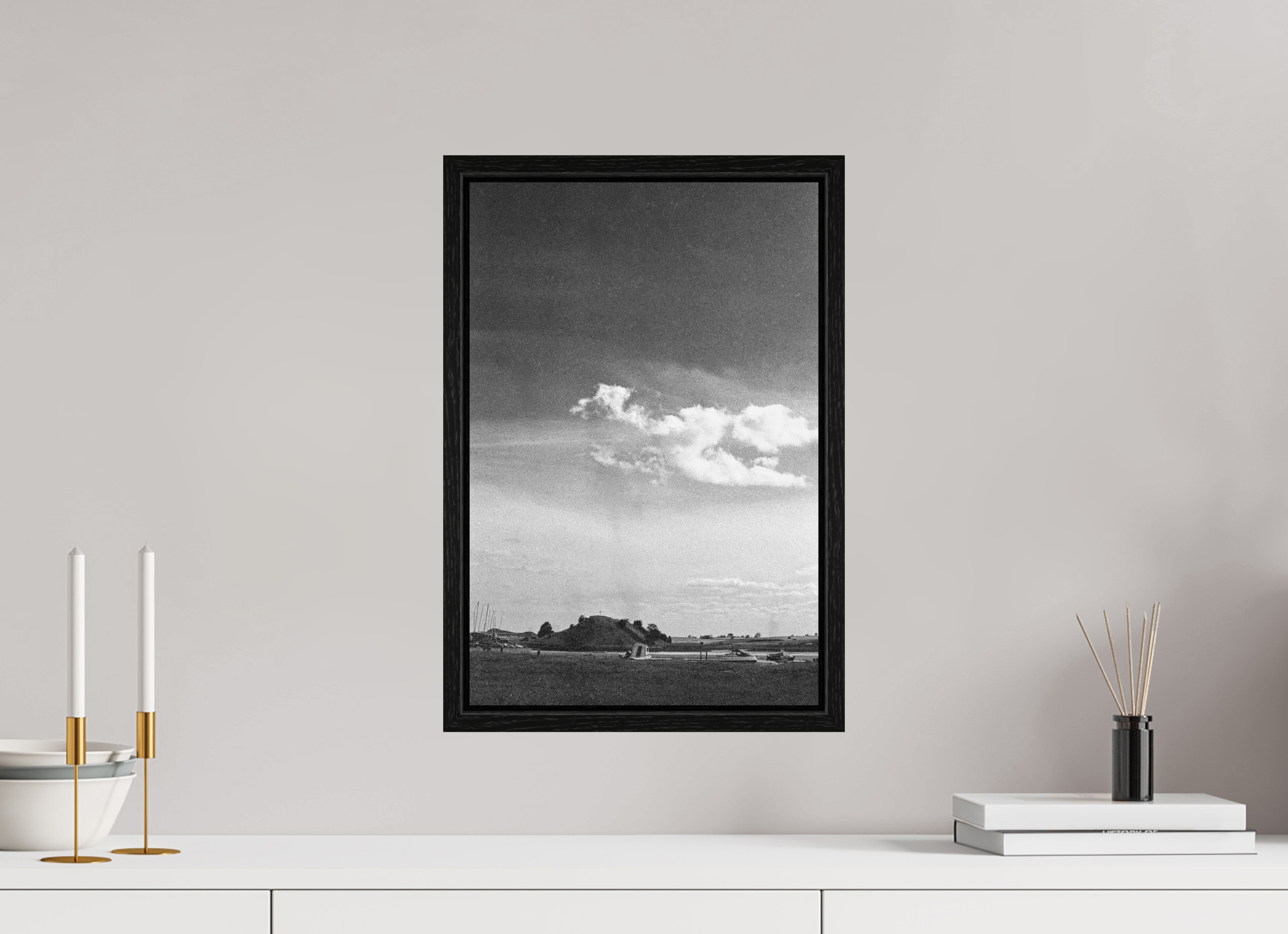 Church Hill, Alnmouth, 30 x 45 cm, in a floater frame