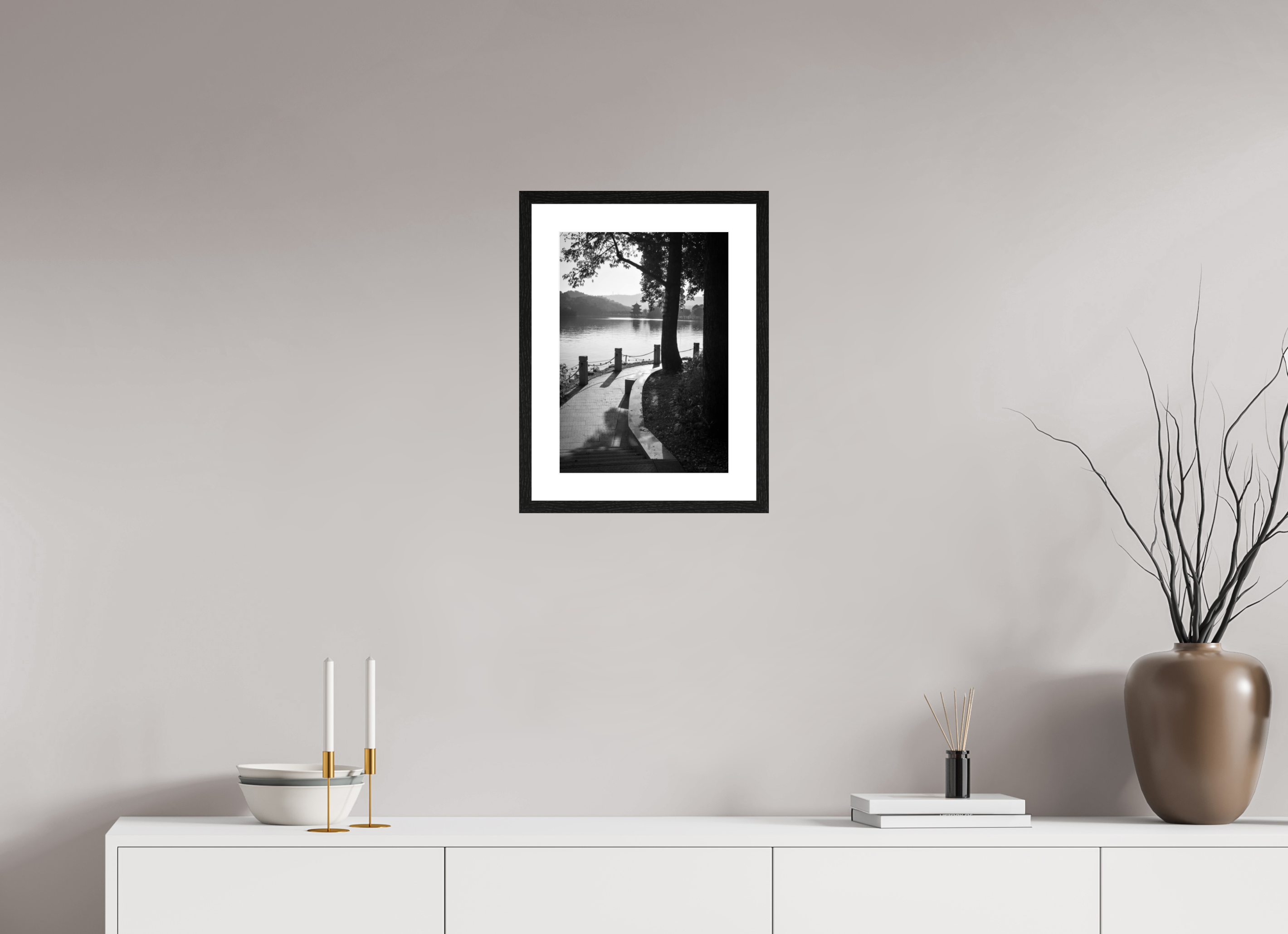 Path to the Pavilion, A3, in a mounted frame