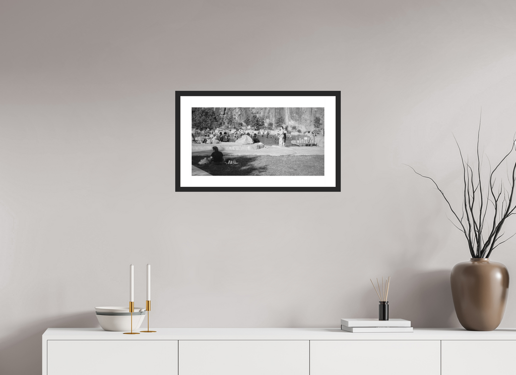 57,4 x 30 cm, Framed Black and White Photo Paper Baryté Sunday at the Quarry