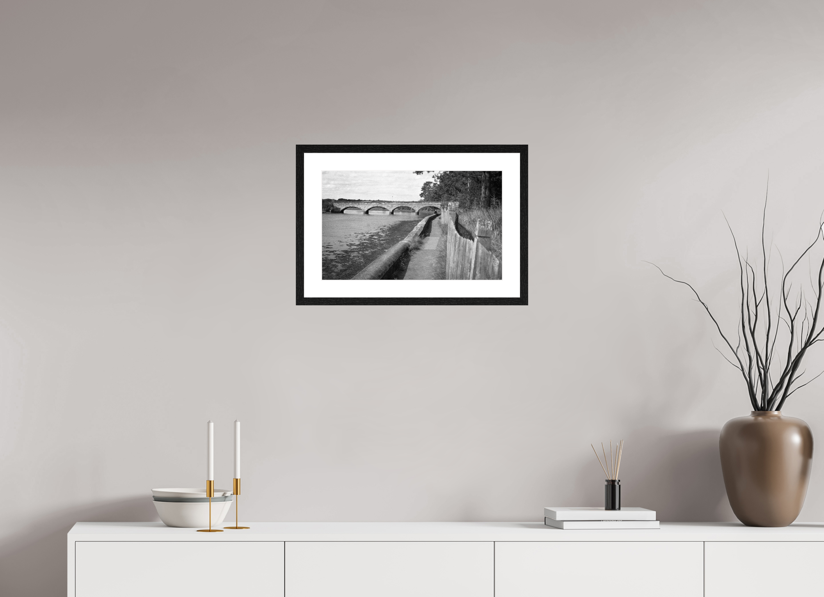 Bridge at Alnmouth, 48,9 x 30 cm, in a mounted frame