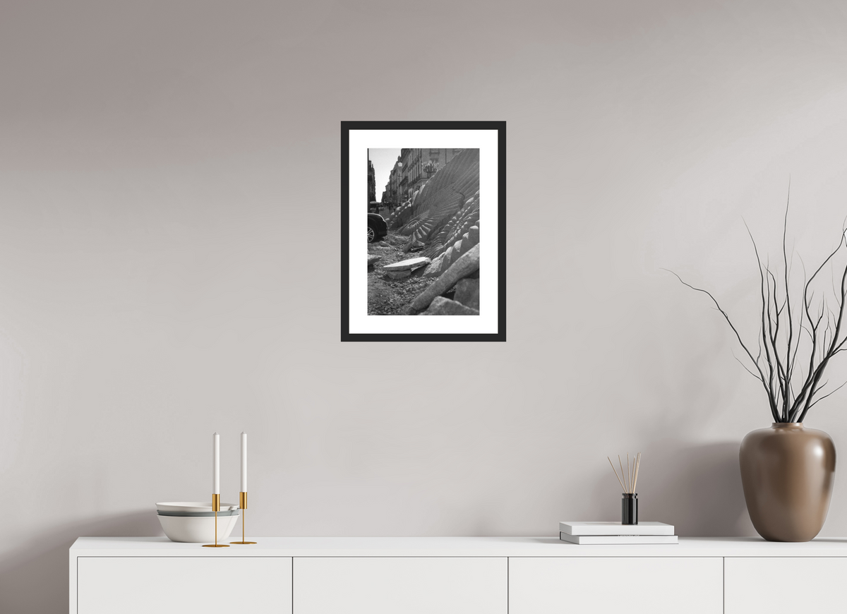 30 x 44,3 cm, Framed Black and White Photo Paper Baryté The Fossil Pavement