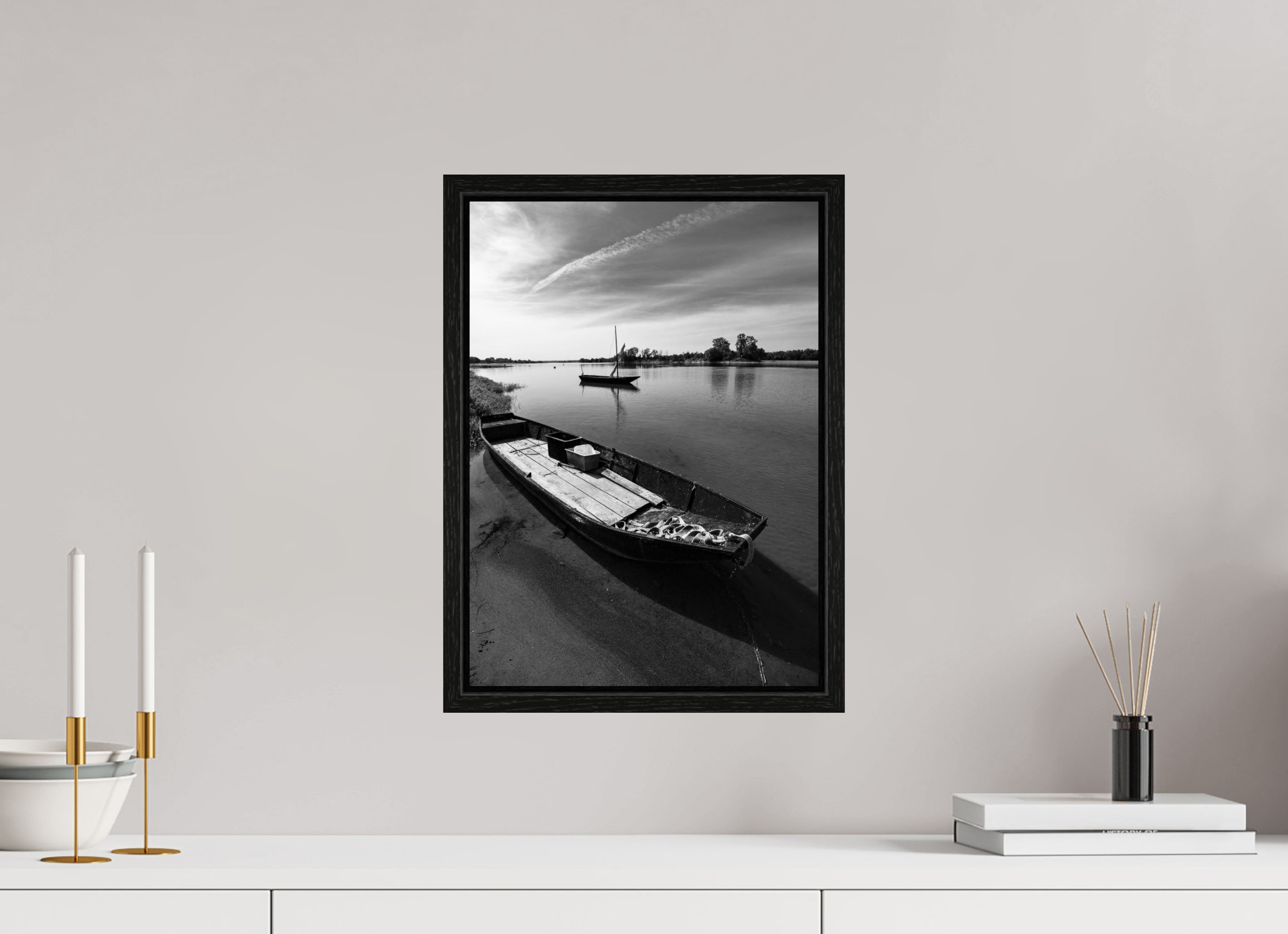Beached on the Loire, 30 x 41,7 cm, in a floater frame