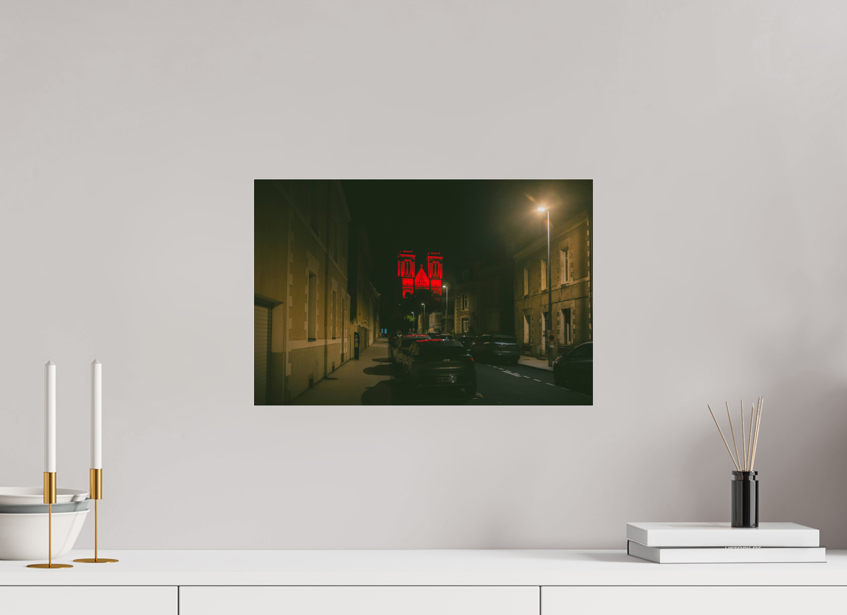 Basilique Saint-Donatien at Night, 45 x 30 cm, under acrylic glass