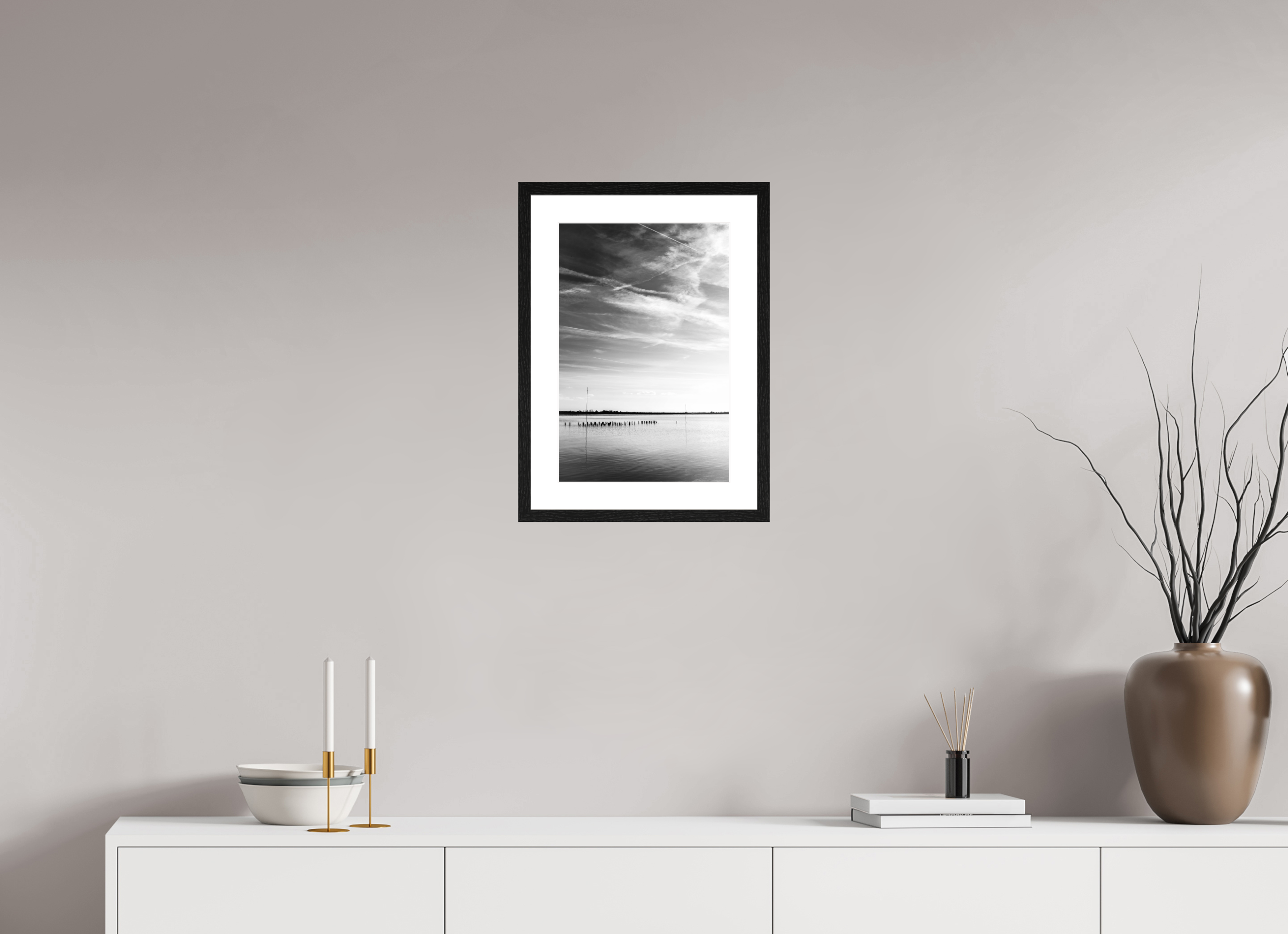 Skyline of Absence, 30 x 45 cm, in a mounted frame