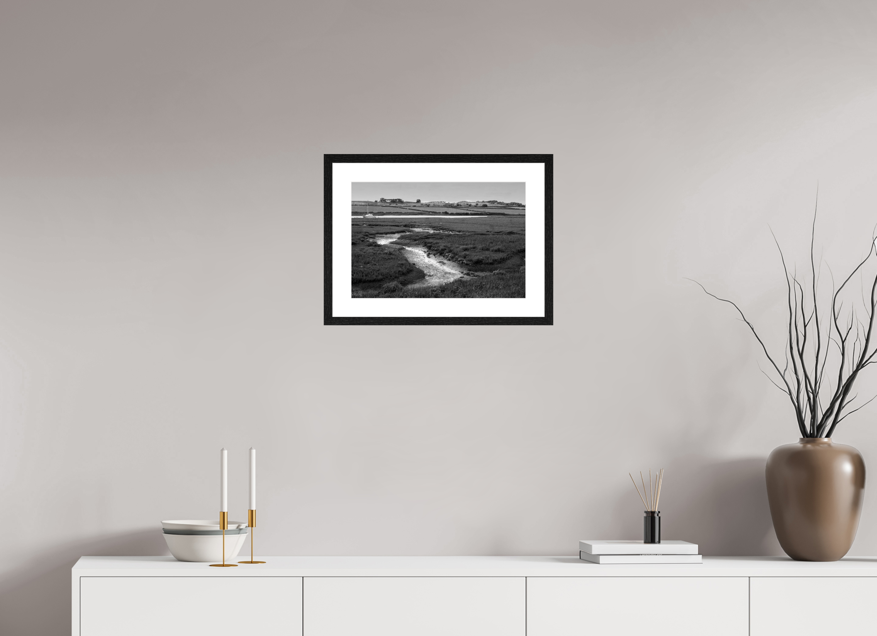 The Estuary Creek, Alnmouth, 44,5 x 30 cm, in a mounted frame
