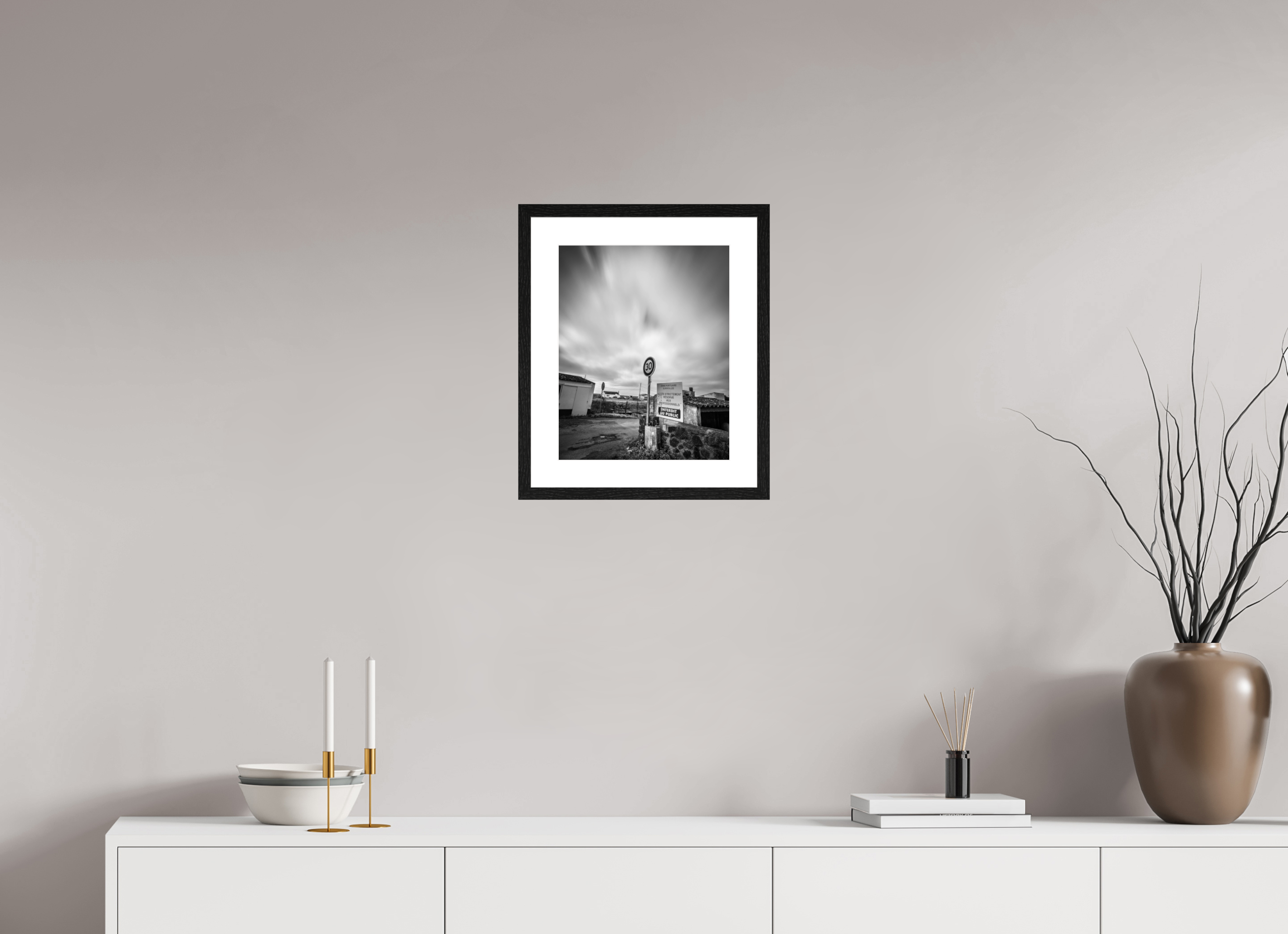 Coastal Sky, Vendée, 30 x 37,5 cm, in a mounted frame
