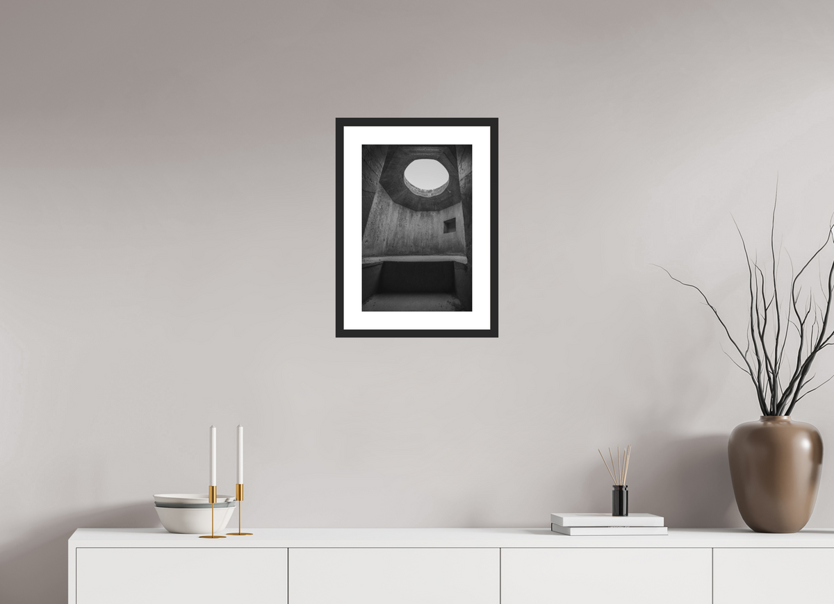 30 x 45 cm, Framed black and white Ilford paper The Observation Post