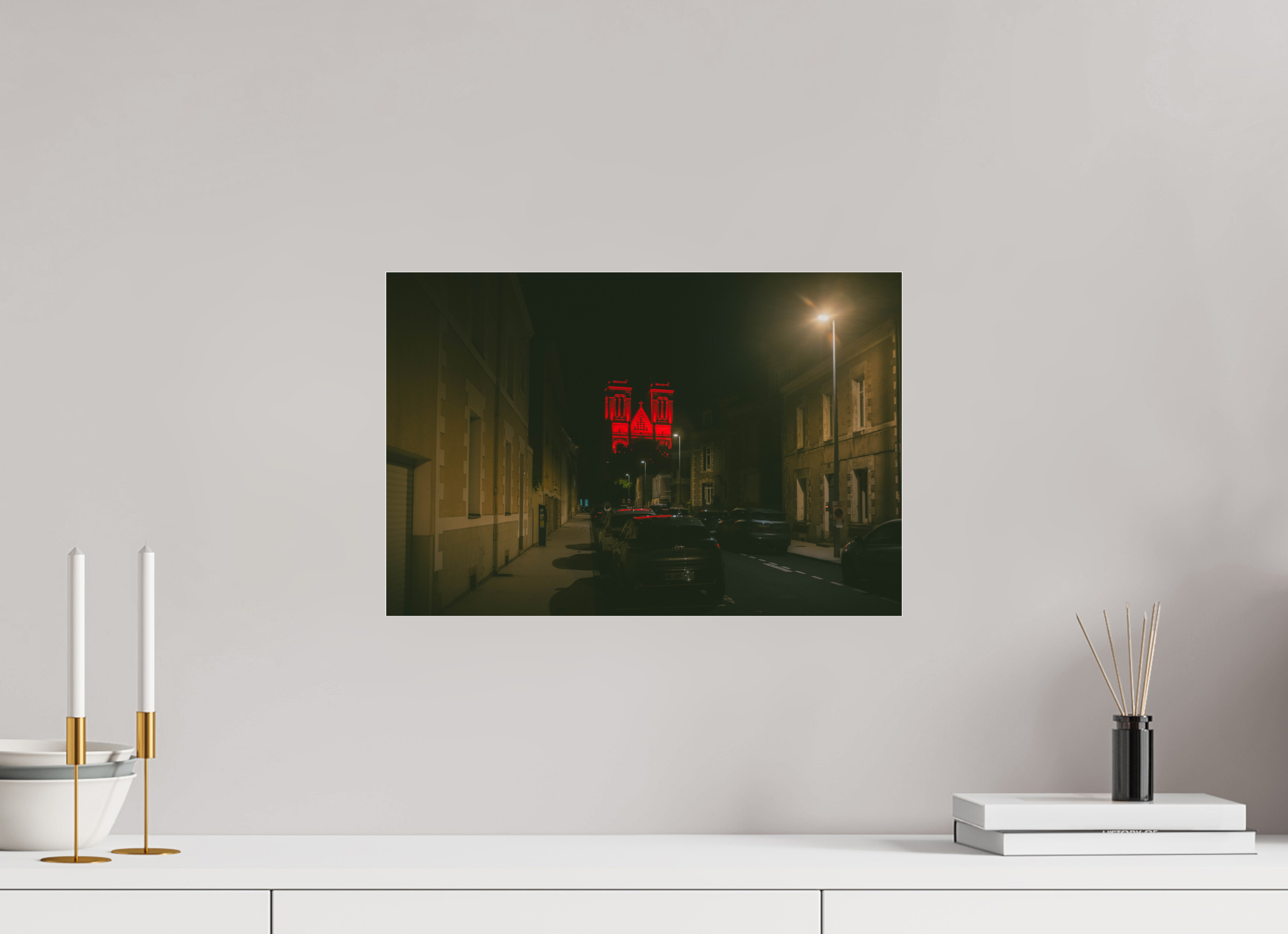 45 x 30 cm, Photo Print Under Acrylic Glass Basilique Saint-Donatien at Night