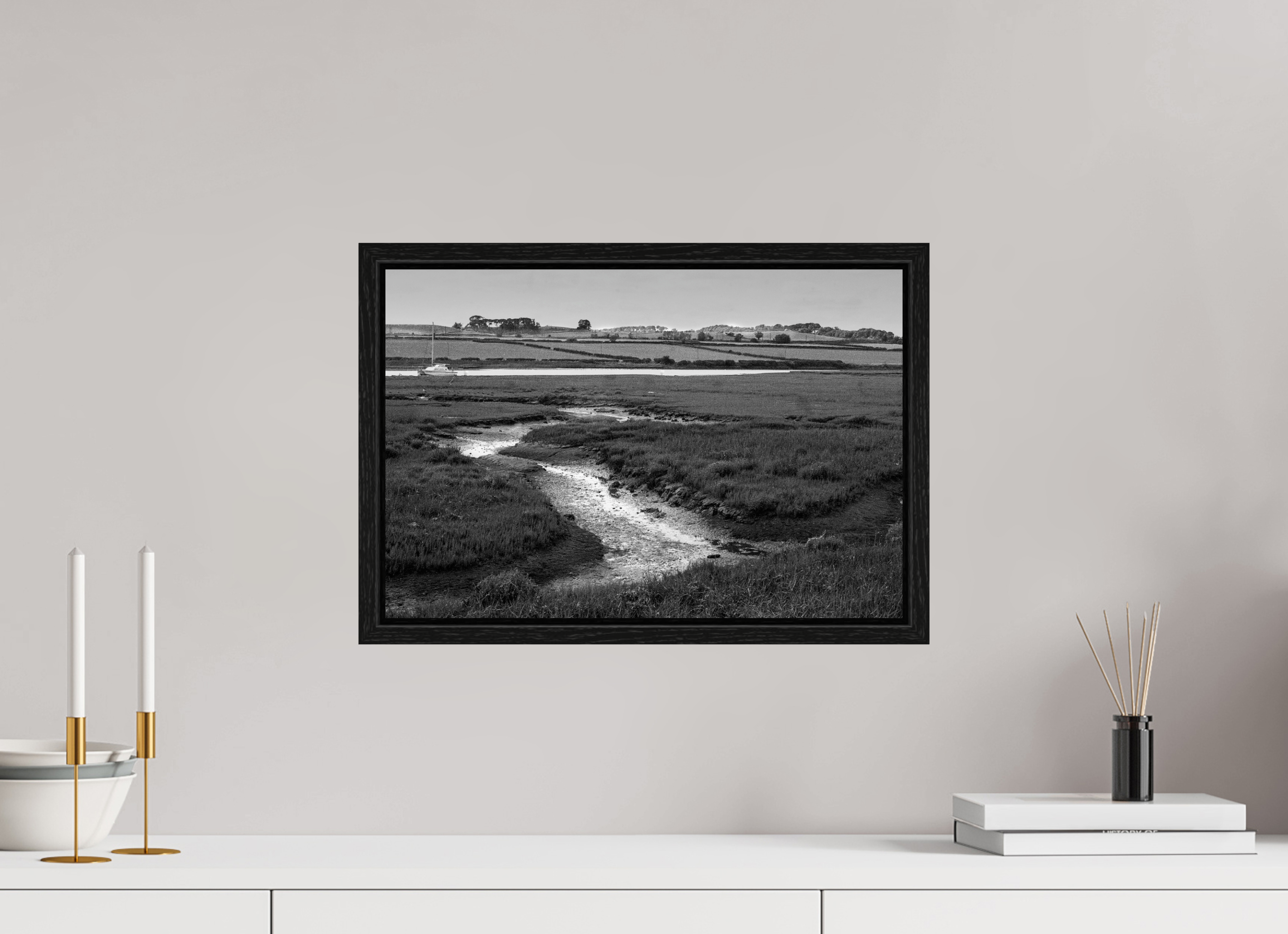 The Estuary Creek, Alnmouth, 44,5 x 30 cm, in a floater frame